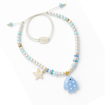 Fish Blue Necklace -SUM -  Lilies & Roses NY