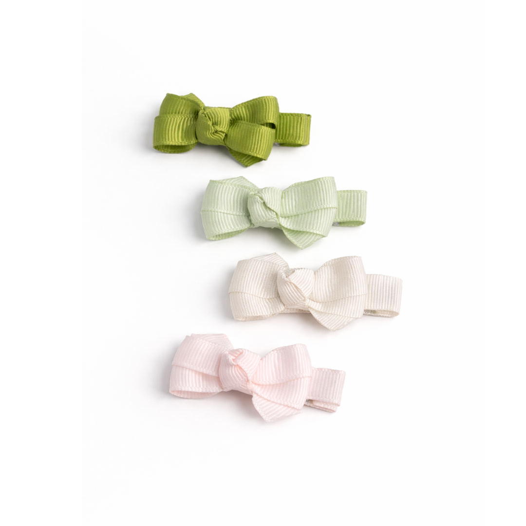 Little Bows Green Shades Fabric Hair Clips -  Lilies & Roses NY