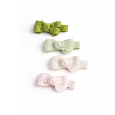 Little Bows Green Shades Fabric Hair Clips -  Lilies & Roses NY