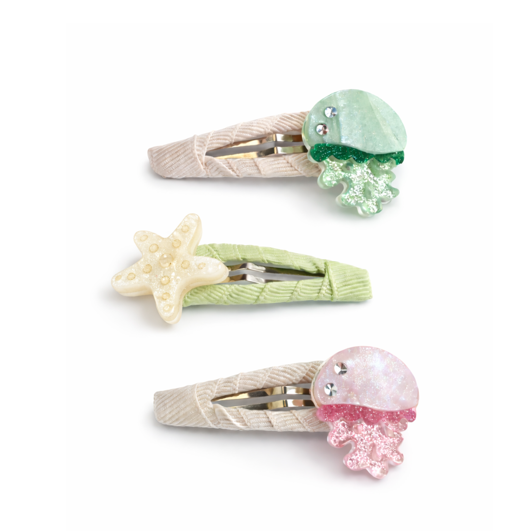 SUM - Jellyfish Green Pink Snap Clips -  Lilies & Roses NY