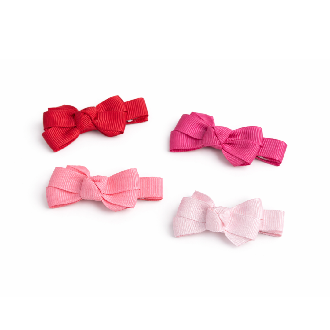Little Bows Red Shades Fabric Hair Clips -  Lilies & Roses NY
