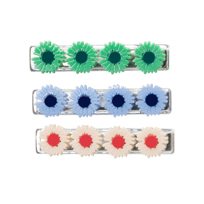Daisy Green Blue Cream Hair Clips