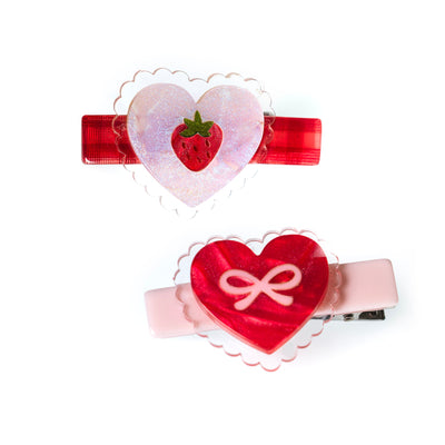 Strawberry and Heart Hair Clips