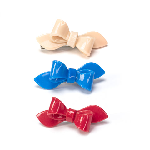 SUM23-Three Combo Red Blue Cream Rosane Bow Alligator Clip