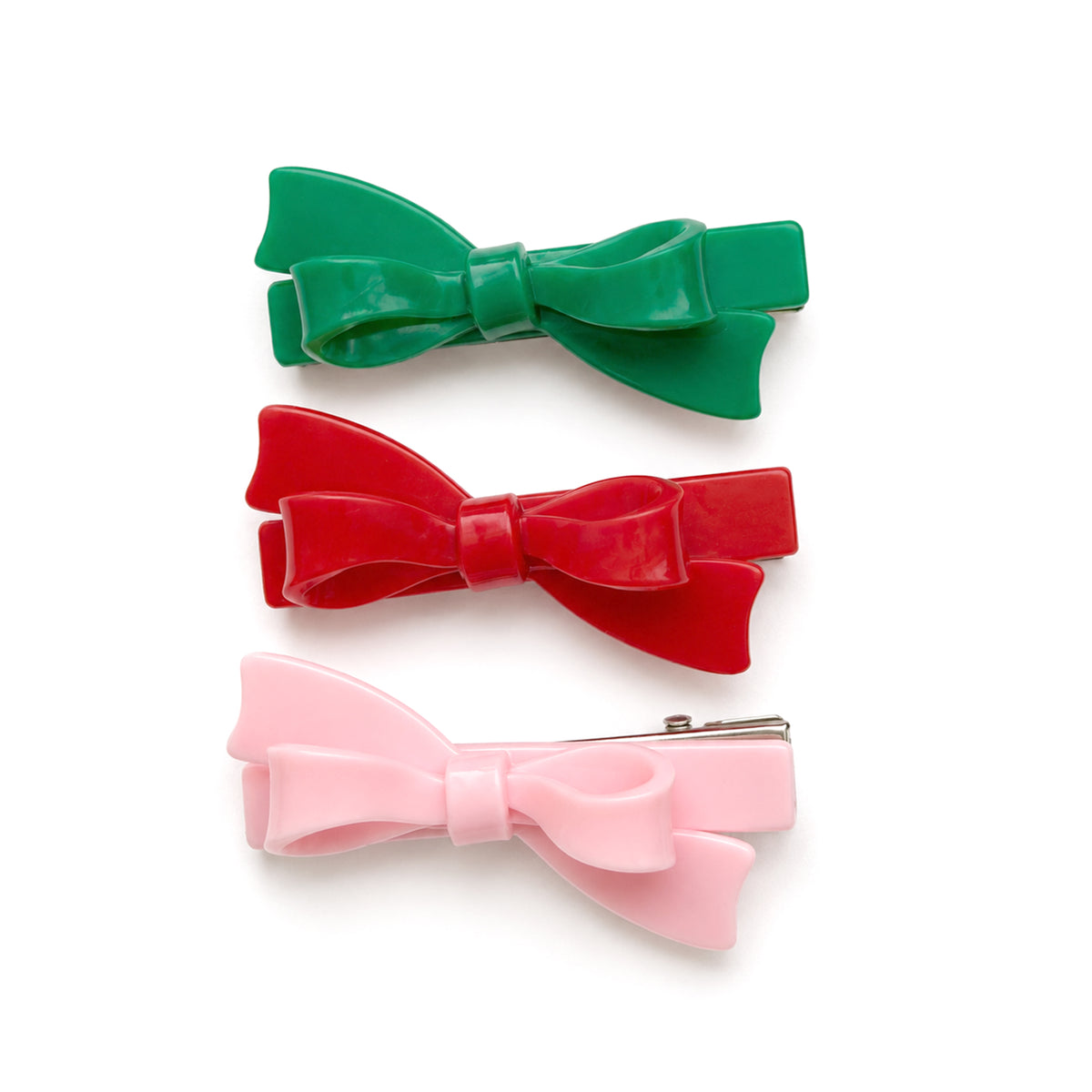 Bows Green Red Pink Hair Clips