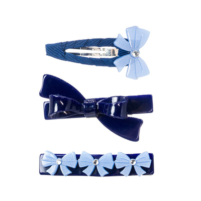 Bows Mini Navy Blue Set Hair Clips