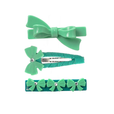 Bows Mini Green Set Hair Clips