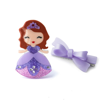 Cute Doll Orchid Dress & Bow Hair Clips -  Lilies & Roses NY