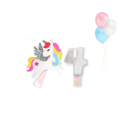 HOL23- Unicorn Birthday Number 4 Hair Clips