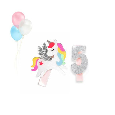HOL23- Unicorn Birthday Number 5 Hair Clips