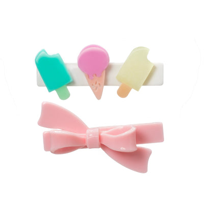 Ice Cream Popsicle Pastel Pink Bow Hair Clips
