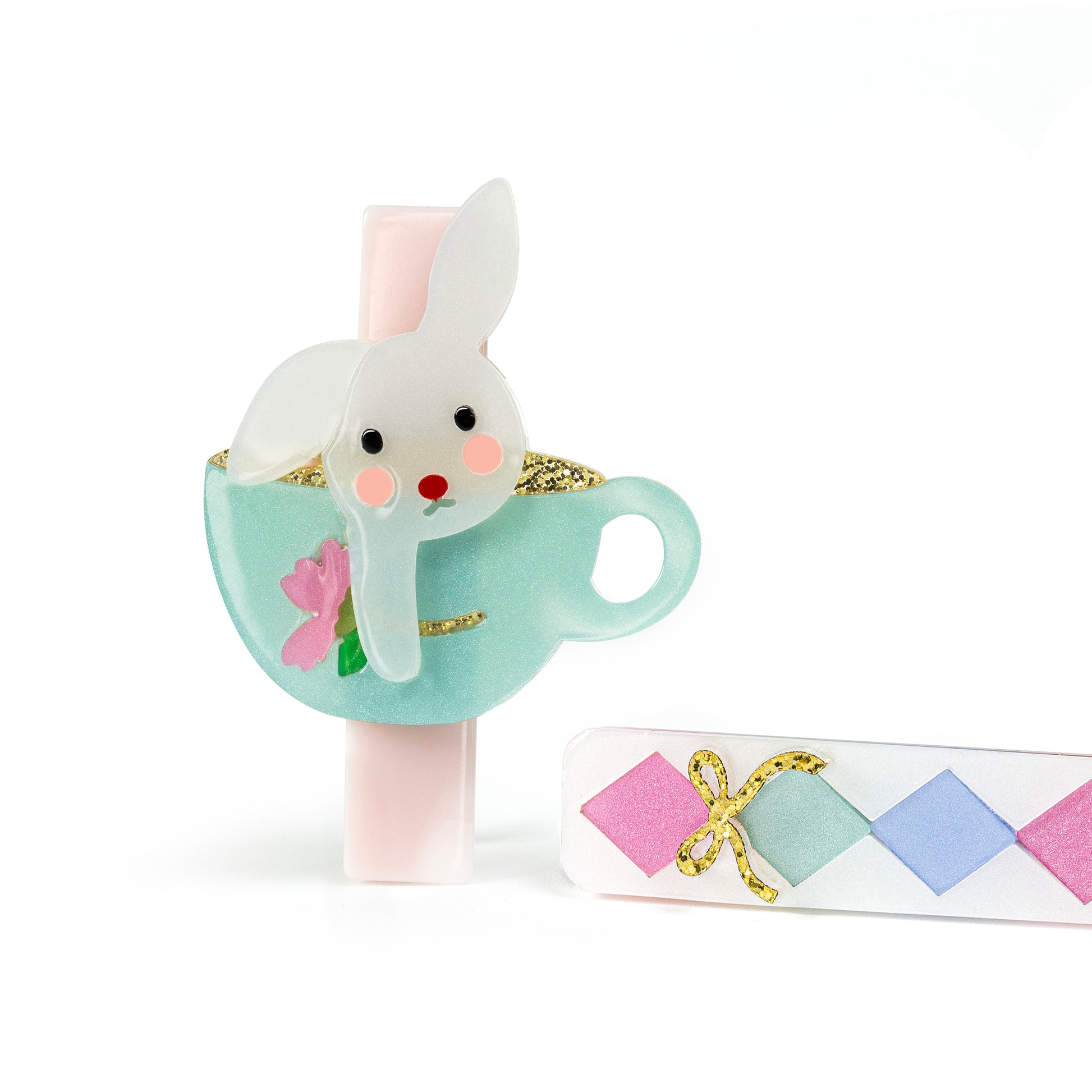 SPR- Bunny In a Teacup Hair Clips