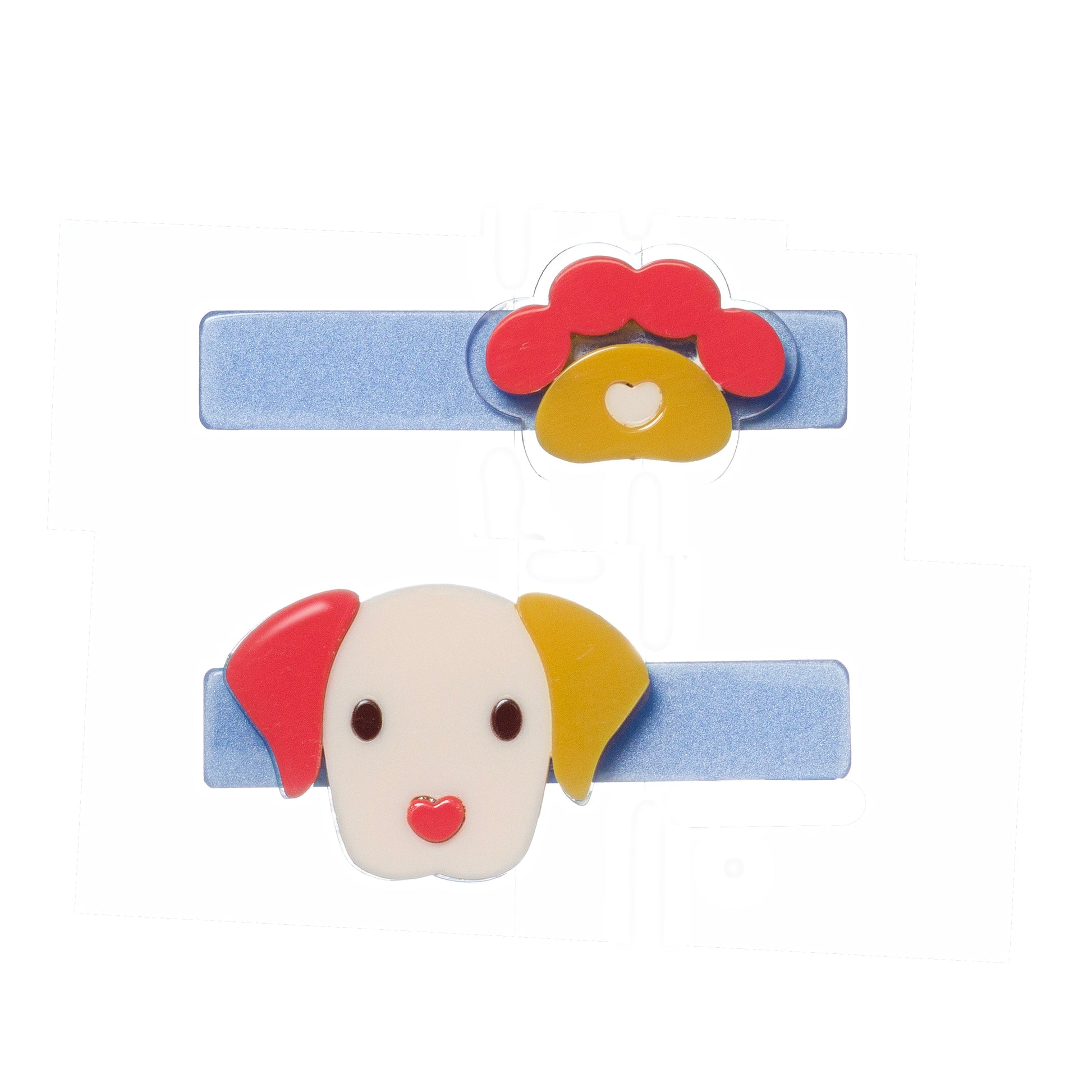 Puppy Paw Blue Red Hair Clips