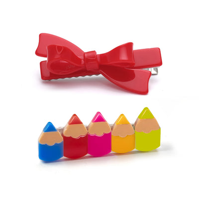 Pencils Parade Vibrant Navy Bow Hair Clips