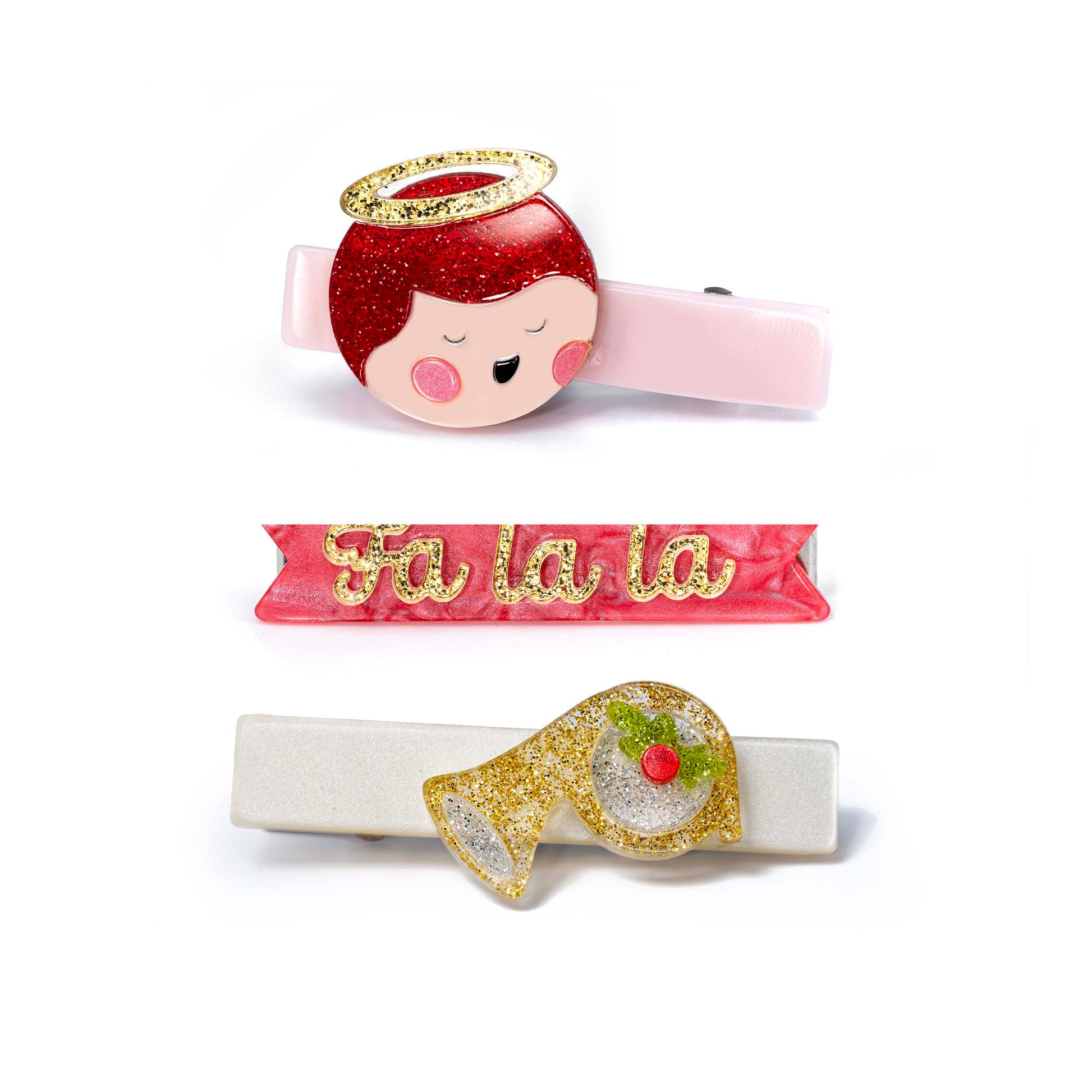 HOL25- Fa La La Angel Horn Hair Clips