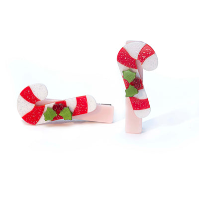 Candy Cane Alligator Clips HOL
