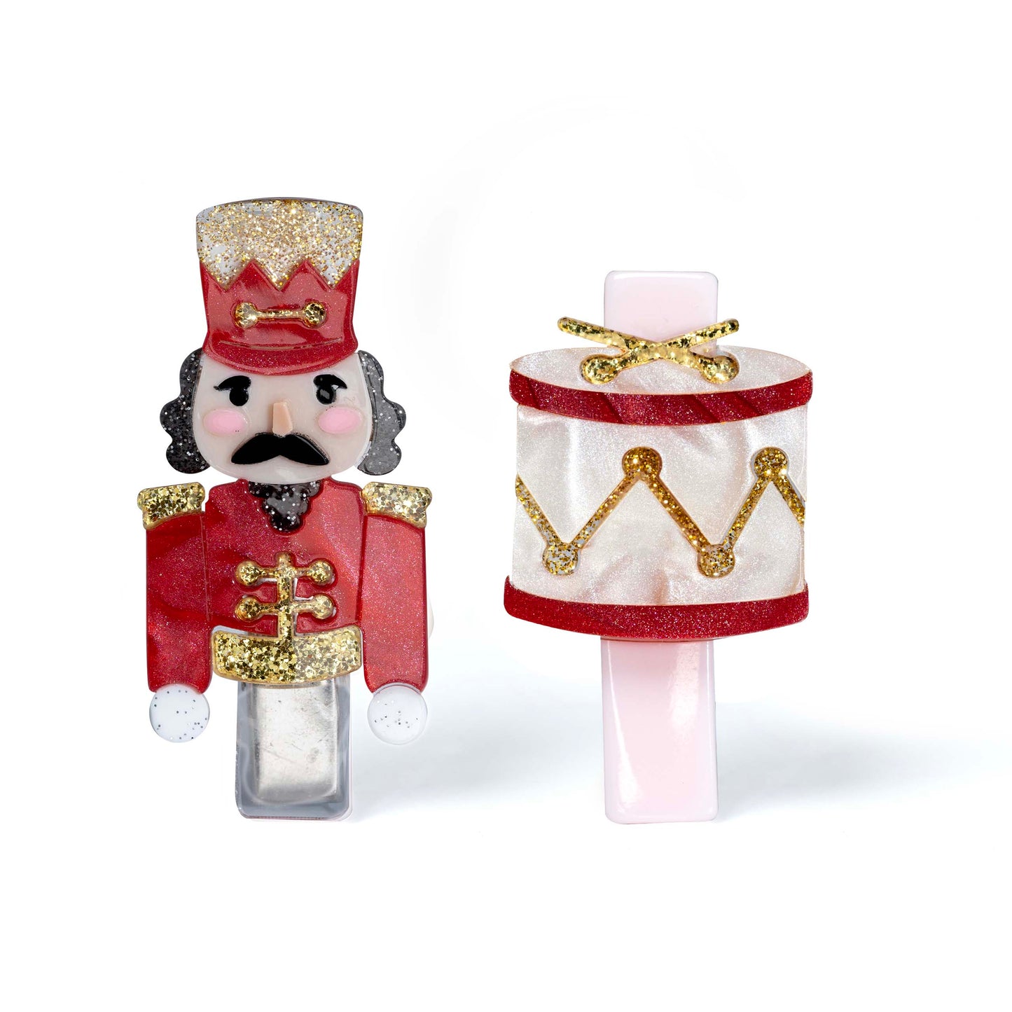 Nutcracker Drum Red Hair Clips -HOL
