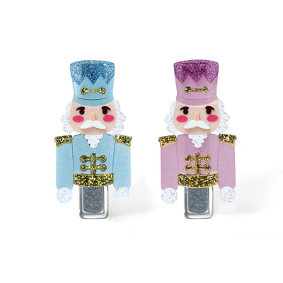 HOL25- Nutcracker Pink and Blue Pearlized Hair Clips