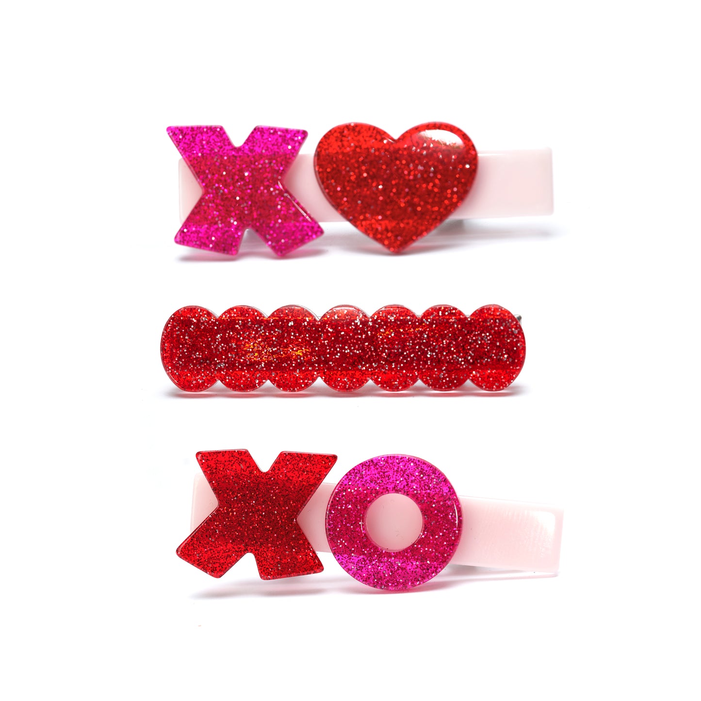 XOXO Glitter Red Hair Clips -VAL