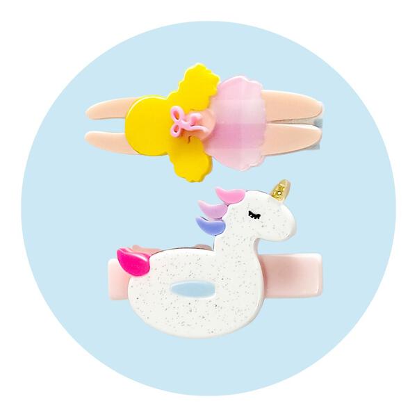 SUM23 - Swimming Girl & Unicorn Float Alligator Clip