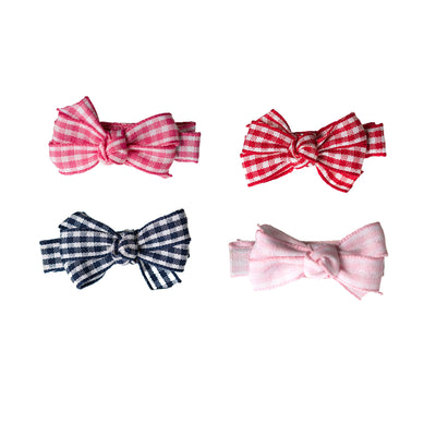 Checkered Fabric Bow Hair Clips