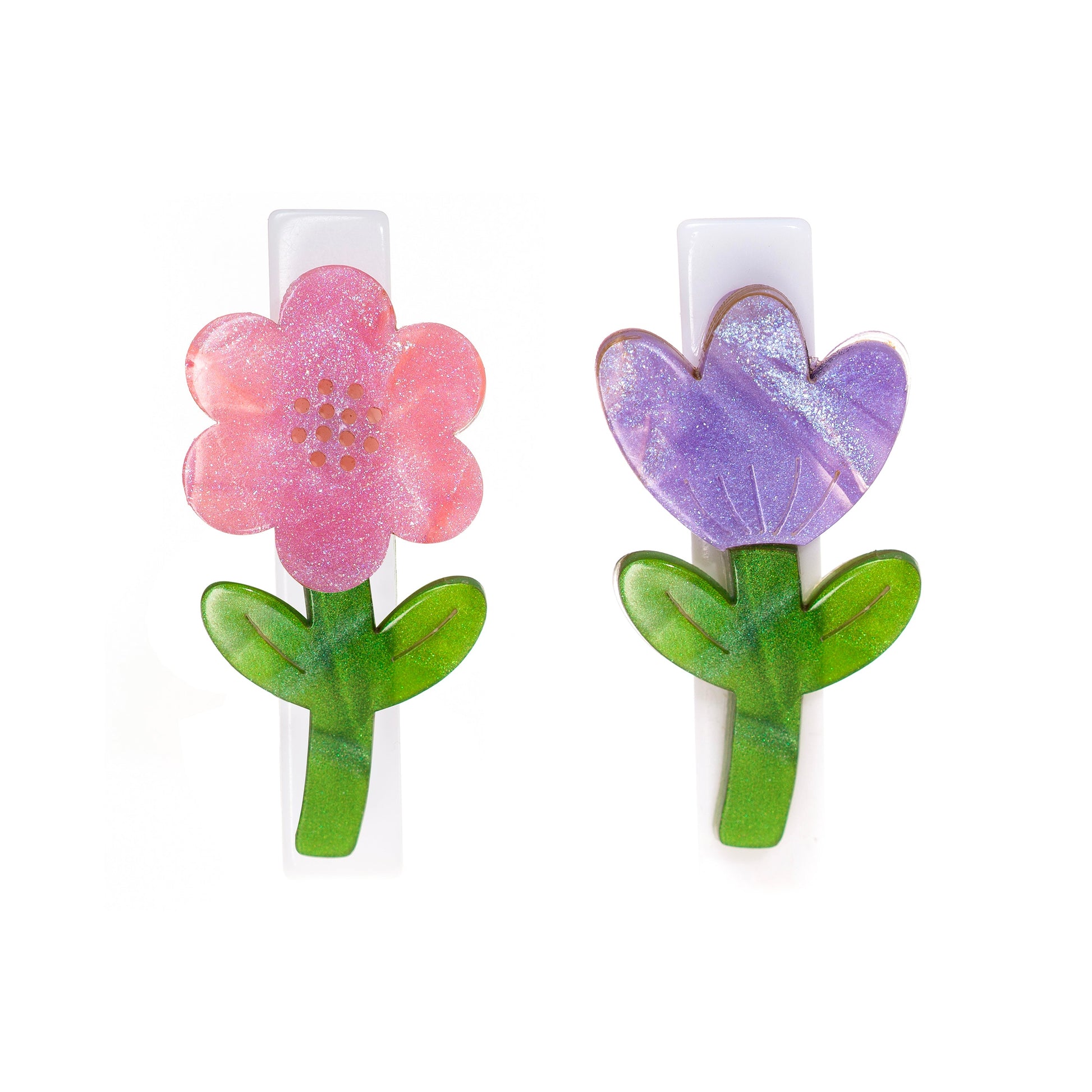 Tulip Flower Pink & Purple Hair Clips
