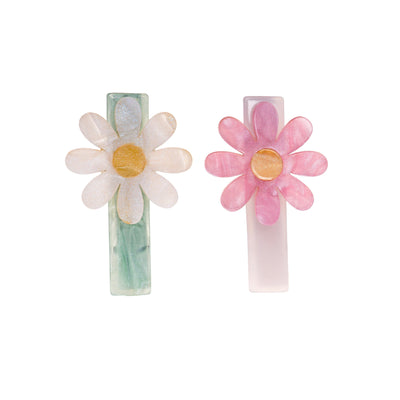 Daisy Pink & White Pearl Hair Clips