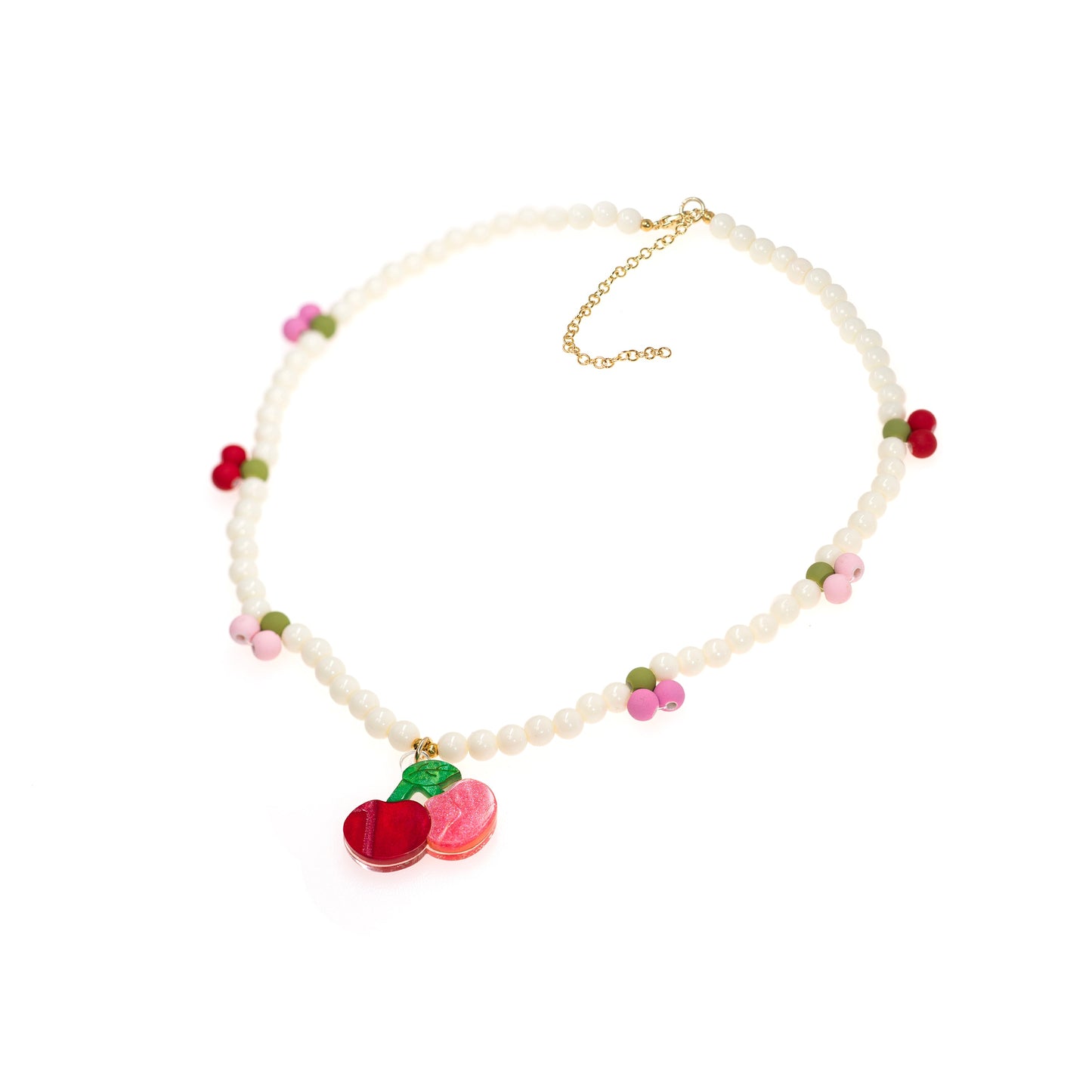 Cherry Pink & Red Pearl Necklace
