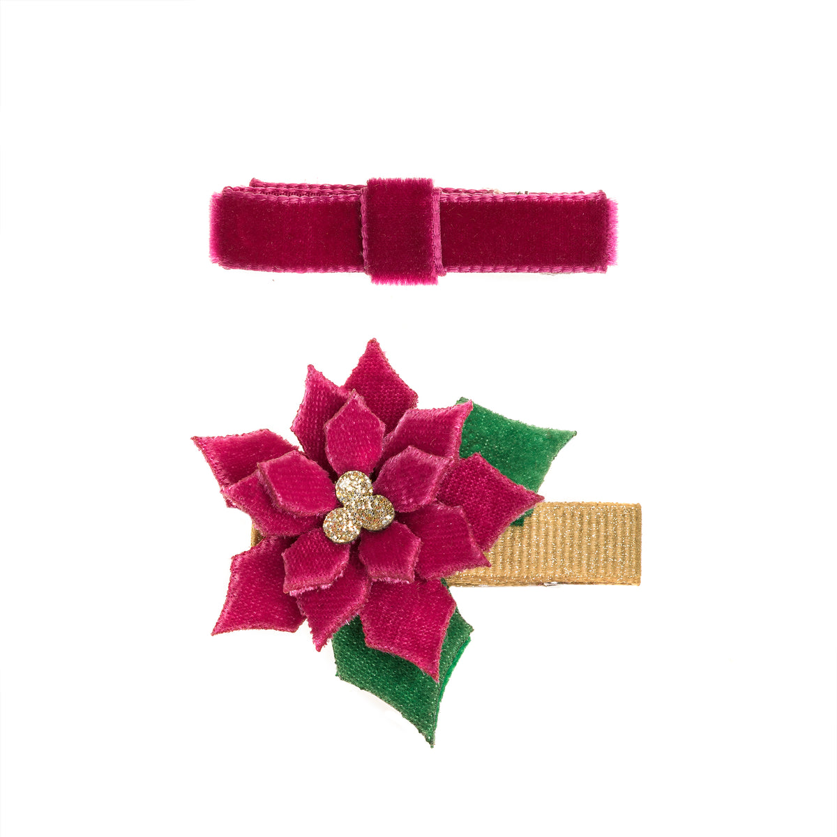 Flower Poinsettia Velvet Hair Clips