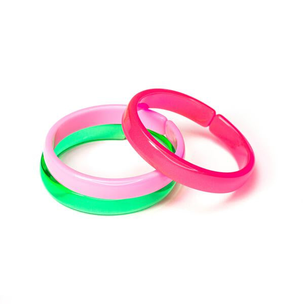 SUM23- Clear Green Lt Pink Neon Pink Mix Bangle
