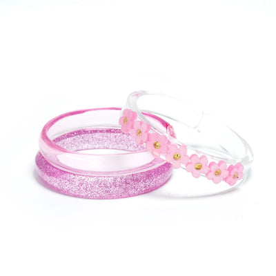 SPR - Flowers Satin Pink Bangles -  Lilies & Roses NY