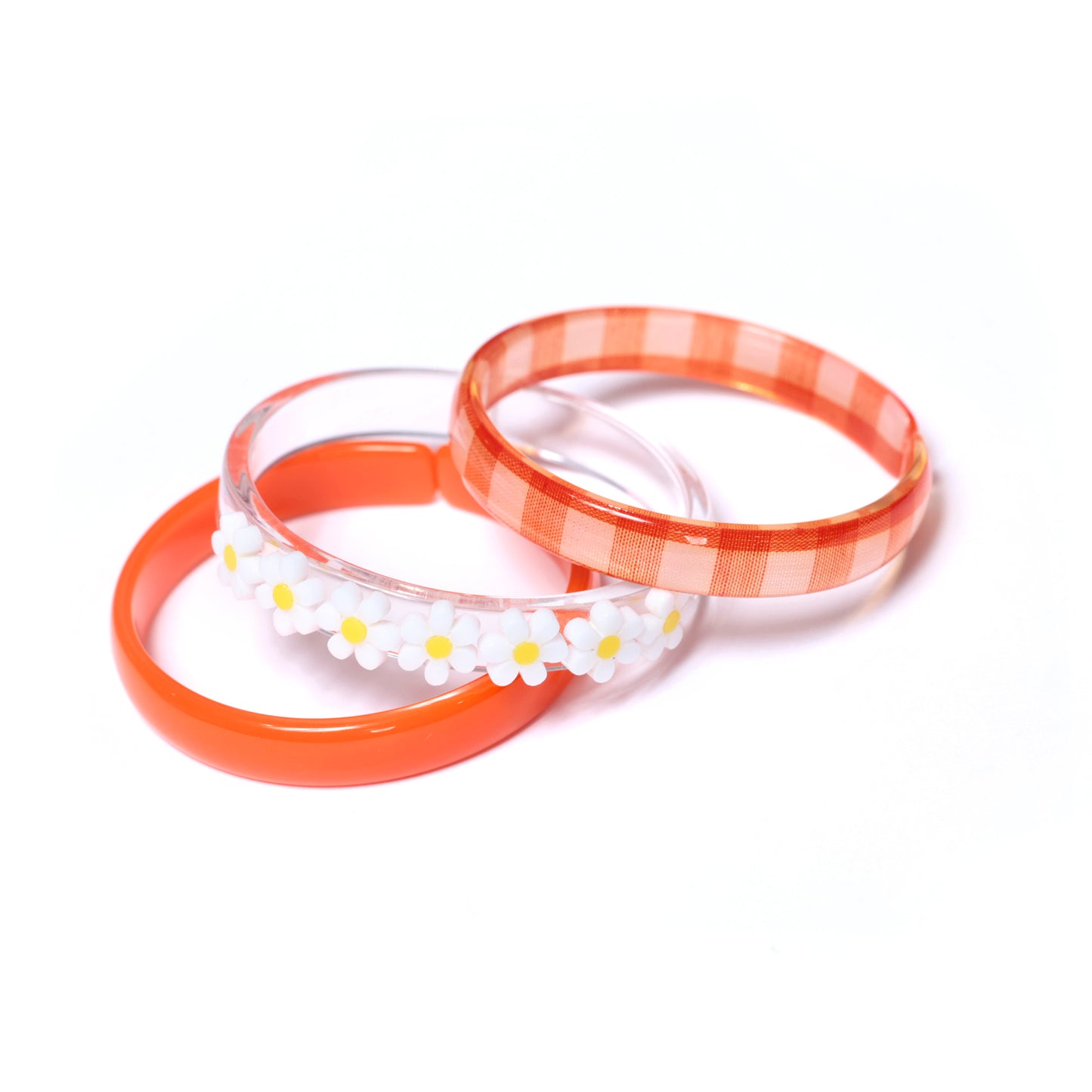 Wt Daisy + Orange Checkered Bangles