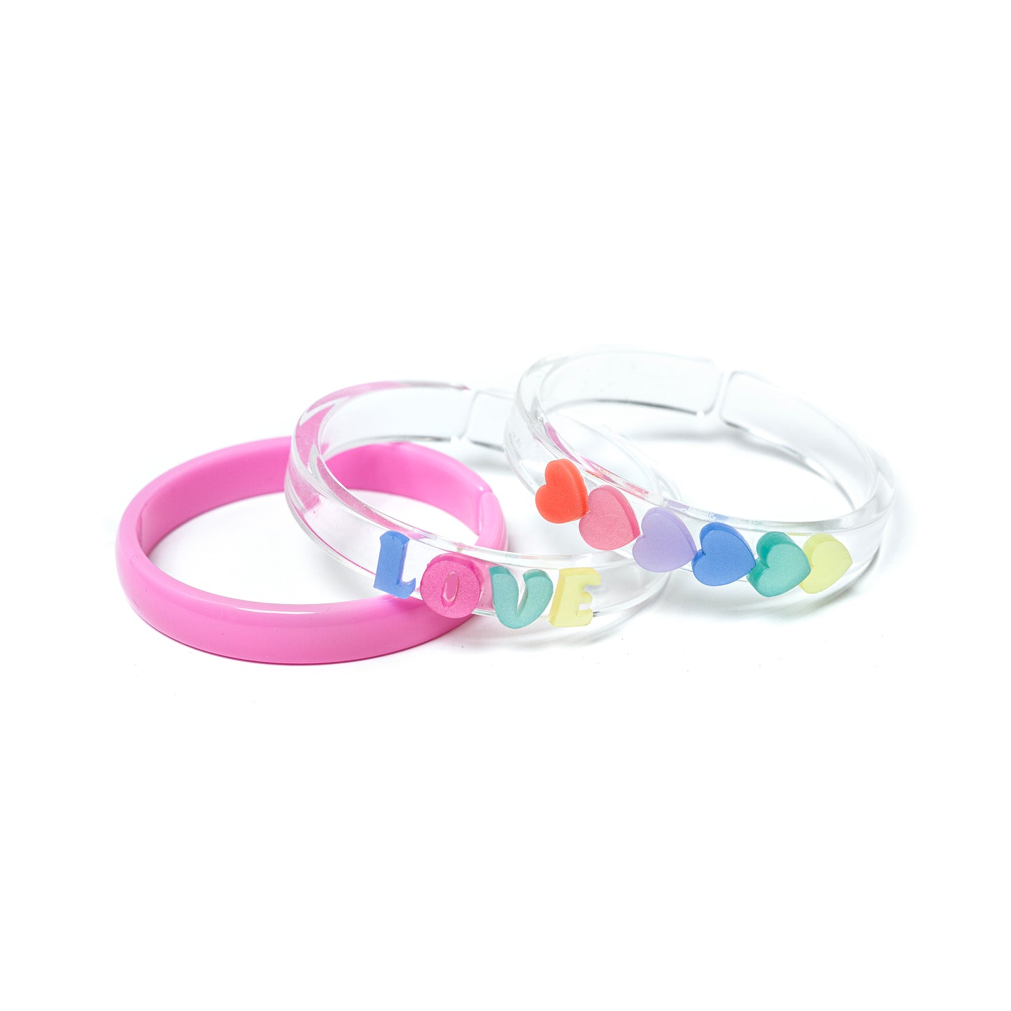 Love & Hearts Pastel Pearlized Bangles - VAL -  Lilies & Roses NY