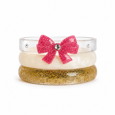 Bow Glitter Pink Bangles