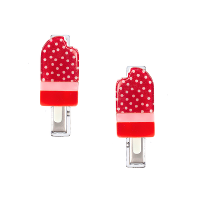 Popsicle Red Fabric Hair Clips