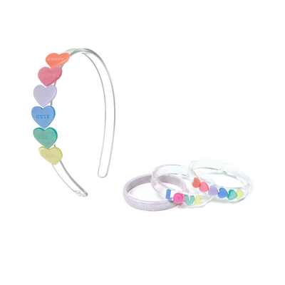 Candy Hearts Headband & Love Pearlized Pastel Combo -VAL24