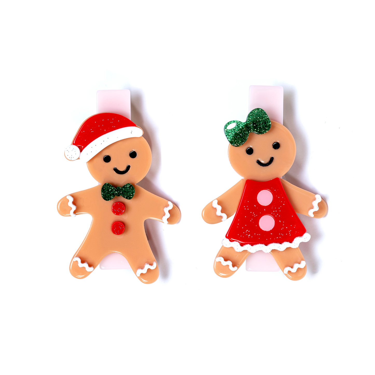Happy Gingerbread Glitter Cookies Hair Clips -HOL