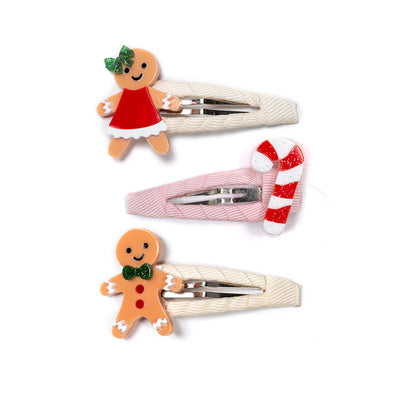 HOL25- Gingerbread Candy Cane Snap Clips