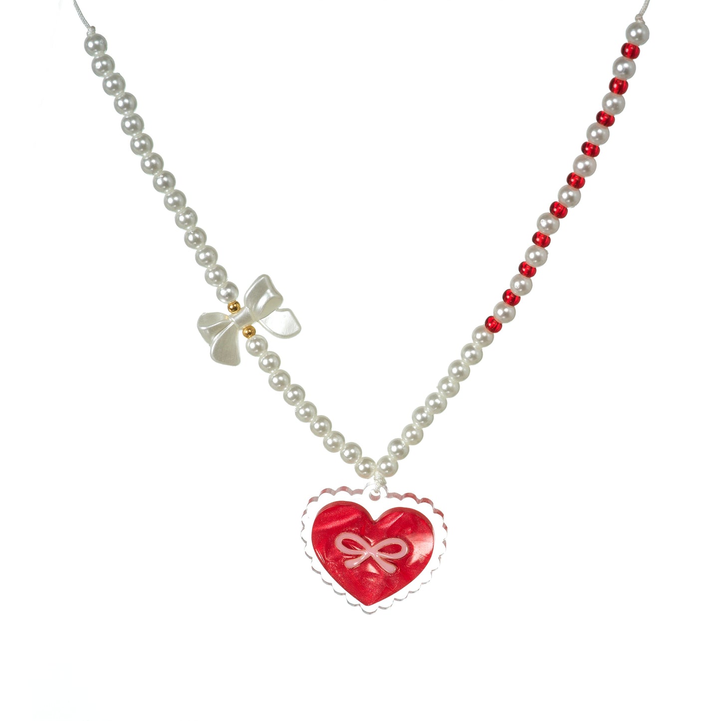 Heart Bow Pearl Necklace