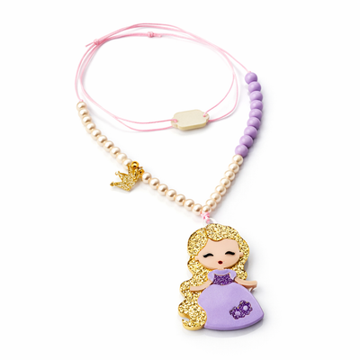 Cute Doll Purple Dress Necklace -  Lilies & Roses NY