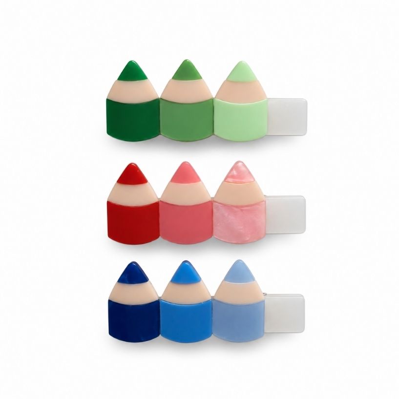 Pencils Primary Colors Hair Clips