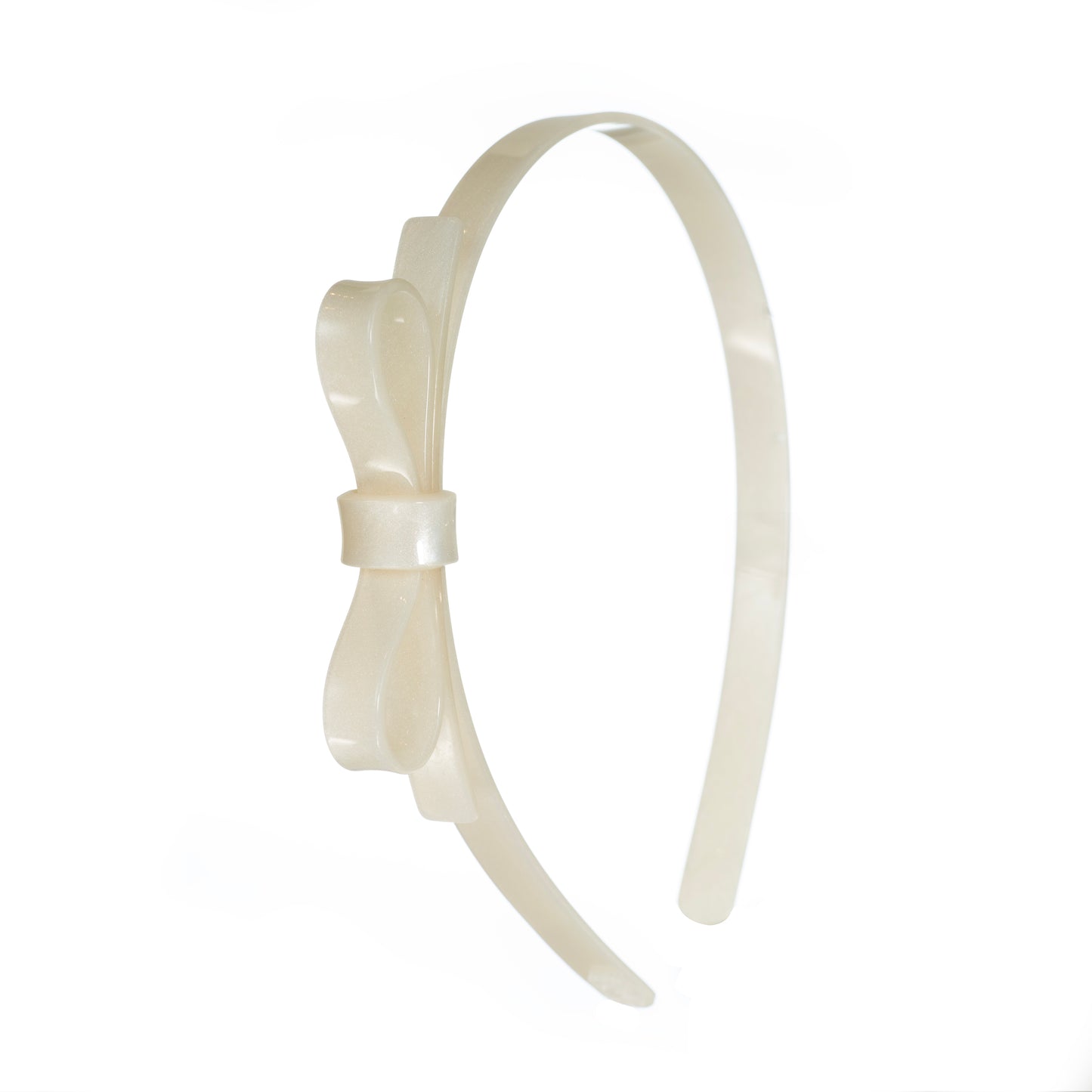 Thin Bow Pearl White Headband