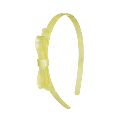 VAL24 - Thin Bow Yellow Satin Headband