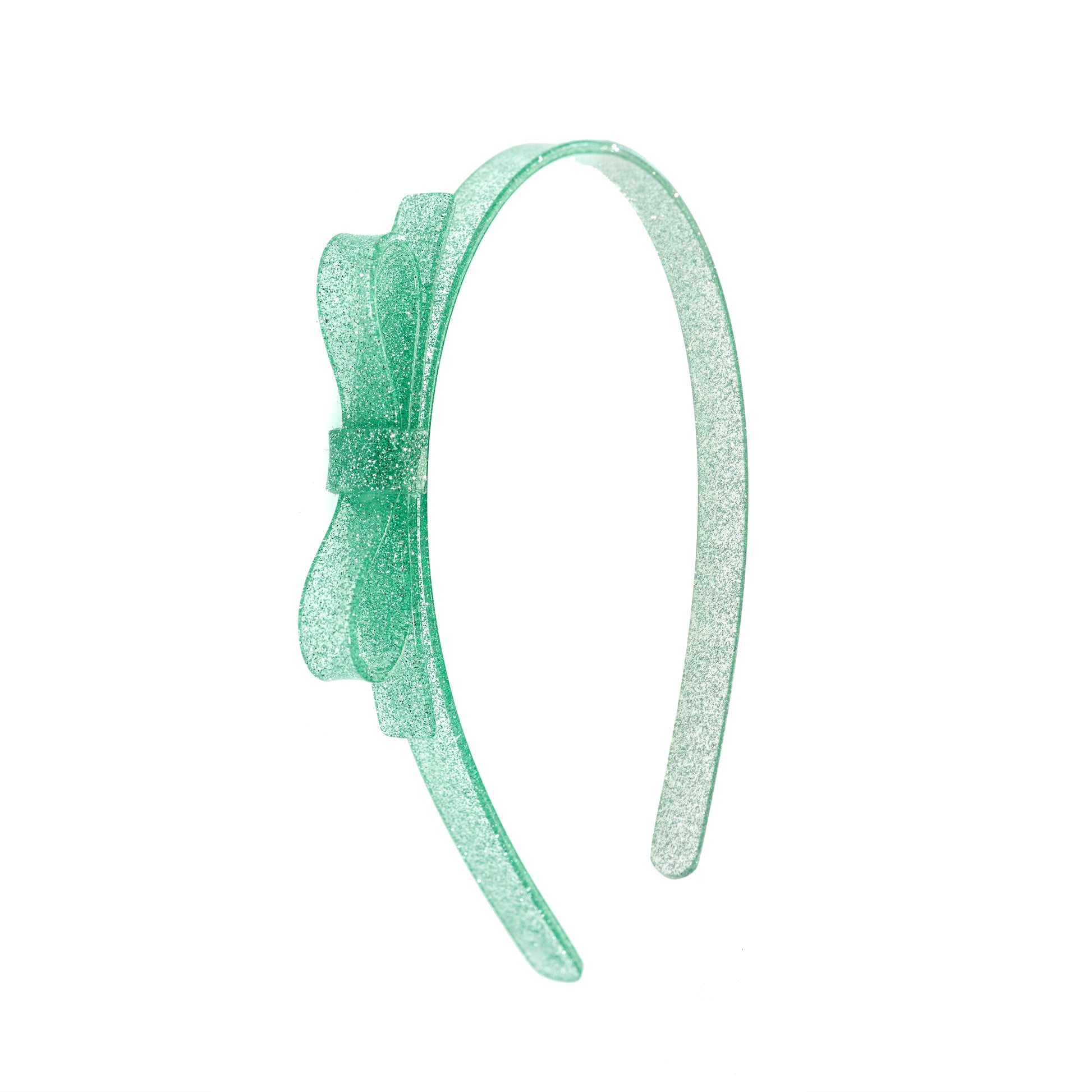 Thin Bow Glitter Light Green Headband -  Lilies & Roses NY