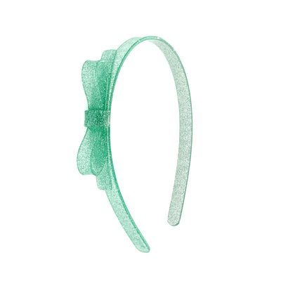 Thin Bow Glitter Light Green Headband