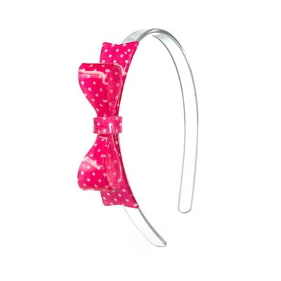VAL24 - Bowtie Dotted White and Pink Headband