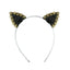 Daisy Cat Ears Glitter Black Gold Headband