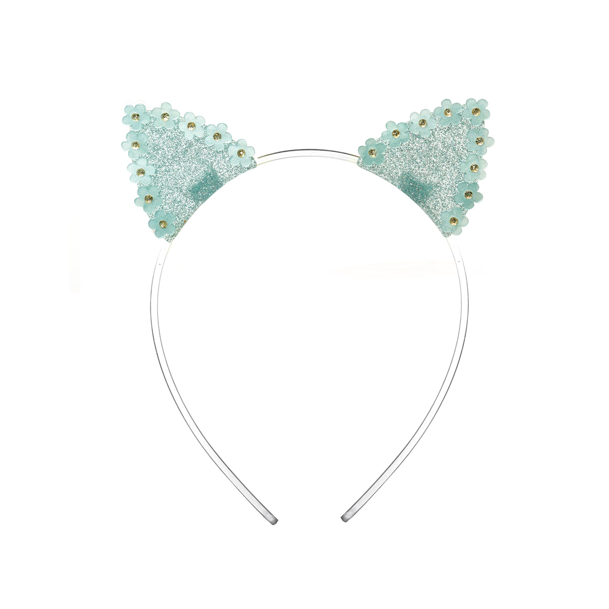 Daisy Cat Ears Glitter Black Gold Headband