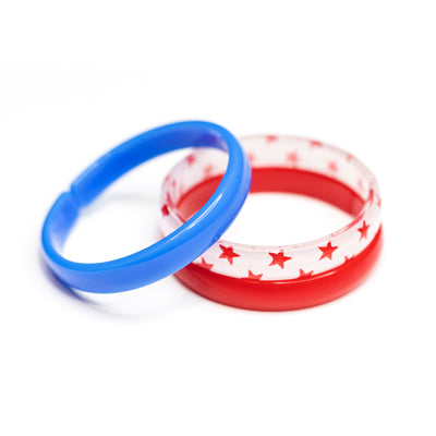 4th of July Star + Red + Blue Bangle Set