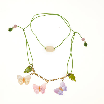 SPR - Butterflies Pink Purple Necklace -  Lilies & Roses NY